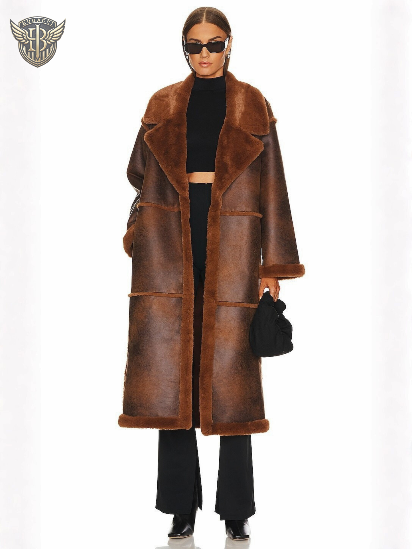 Women’s Brown Shearling Leather Coat