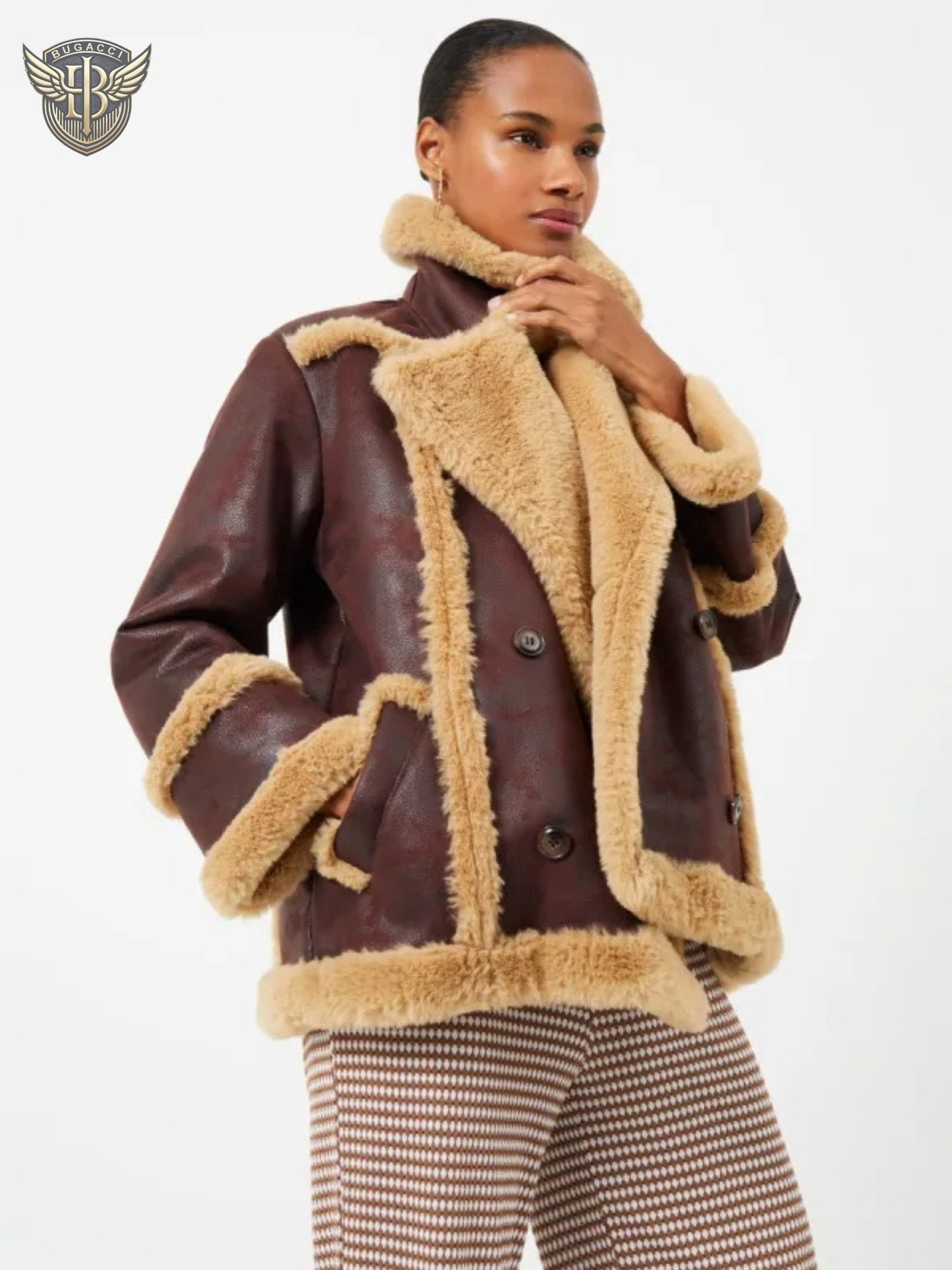 Women’s Brown Shearling Leather Jacket