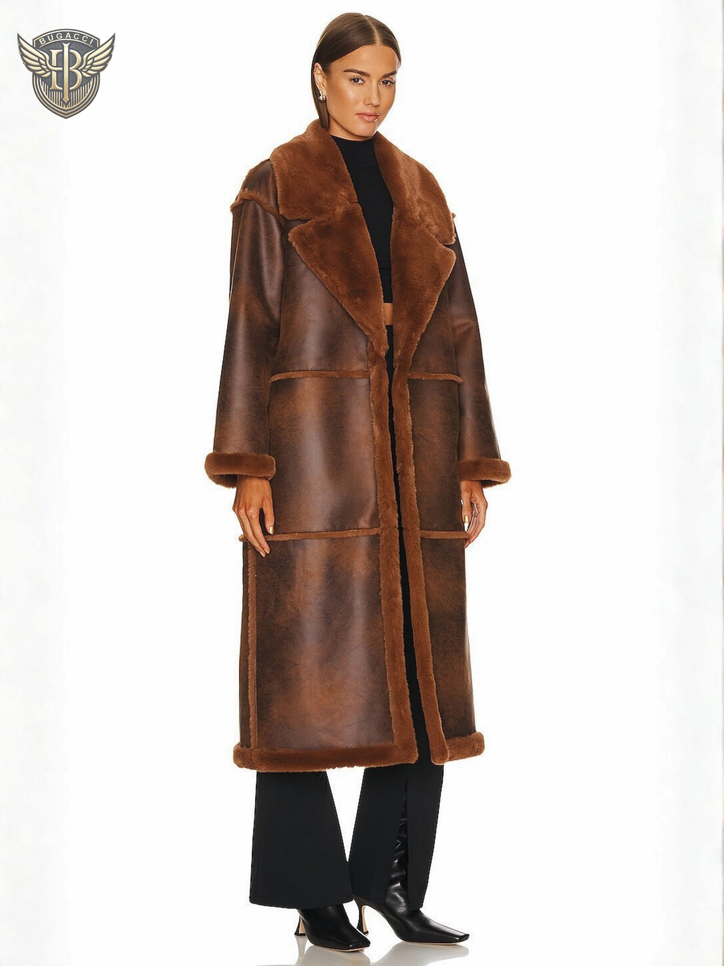Women’s Brown Shearling Leather Coat