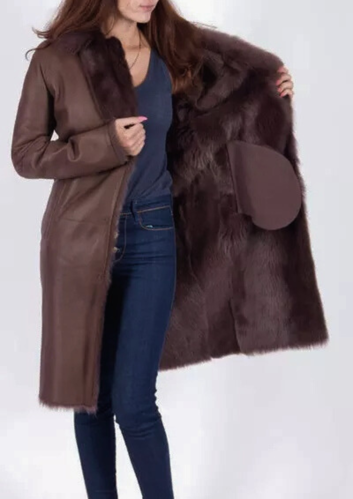 Women’s Brown Shearling Leather Coat
