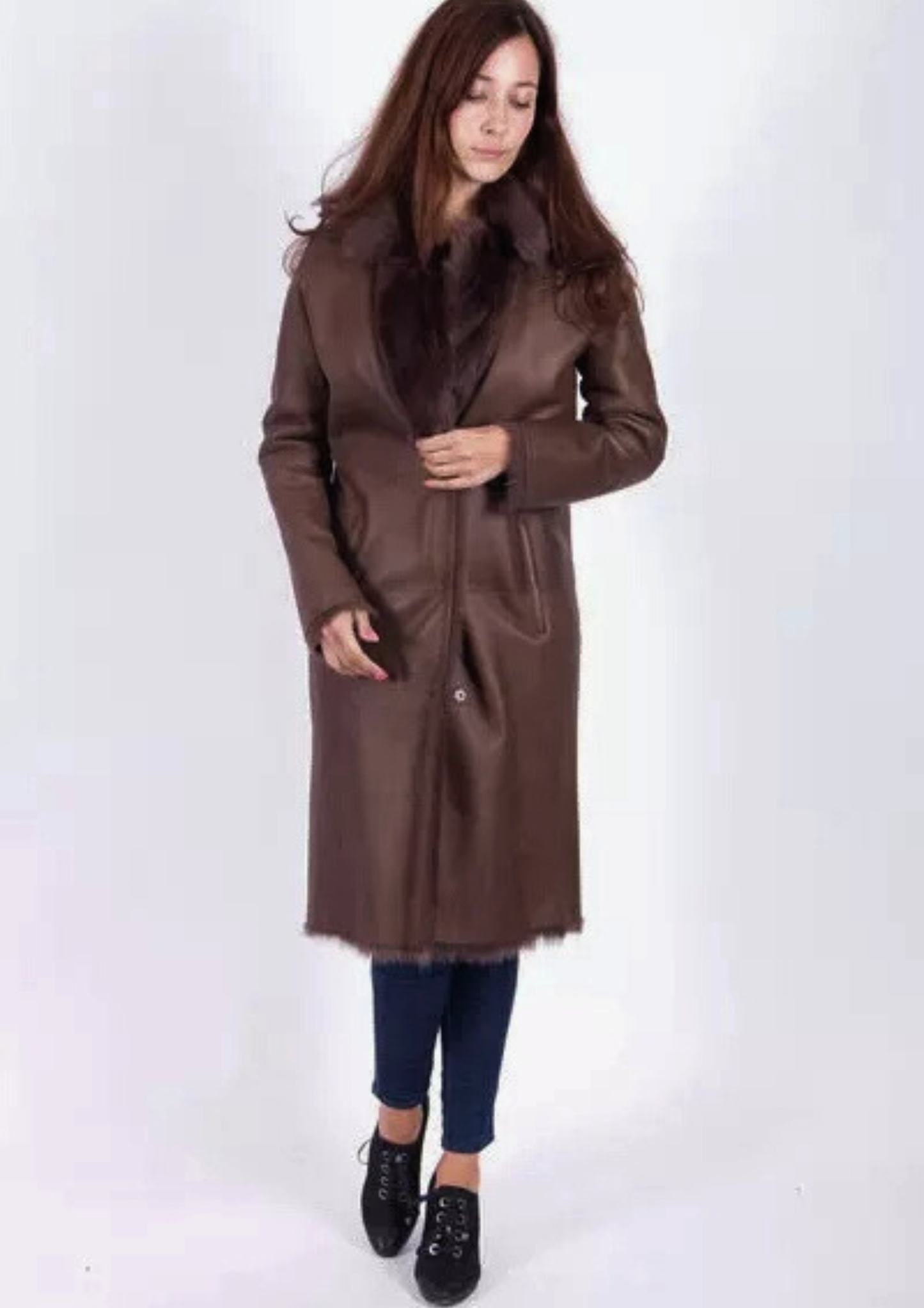 Women’s Brown Shearling Leather Coat