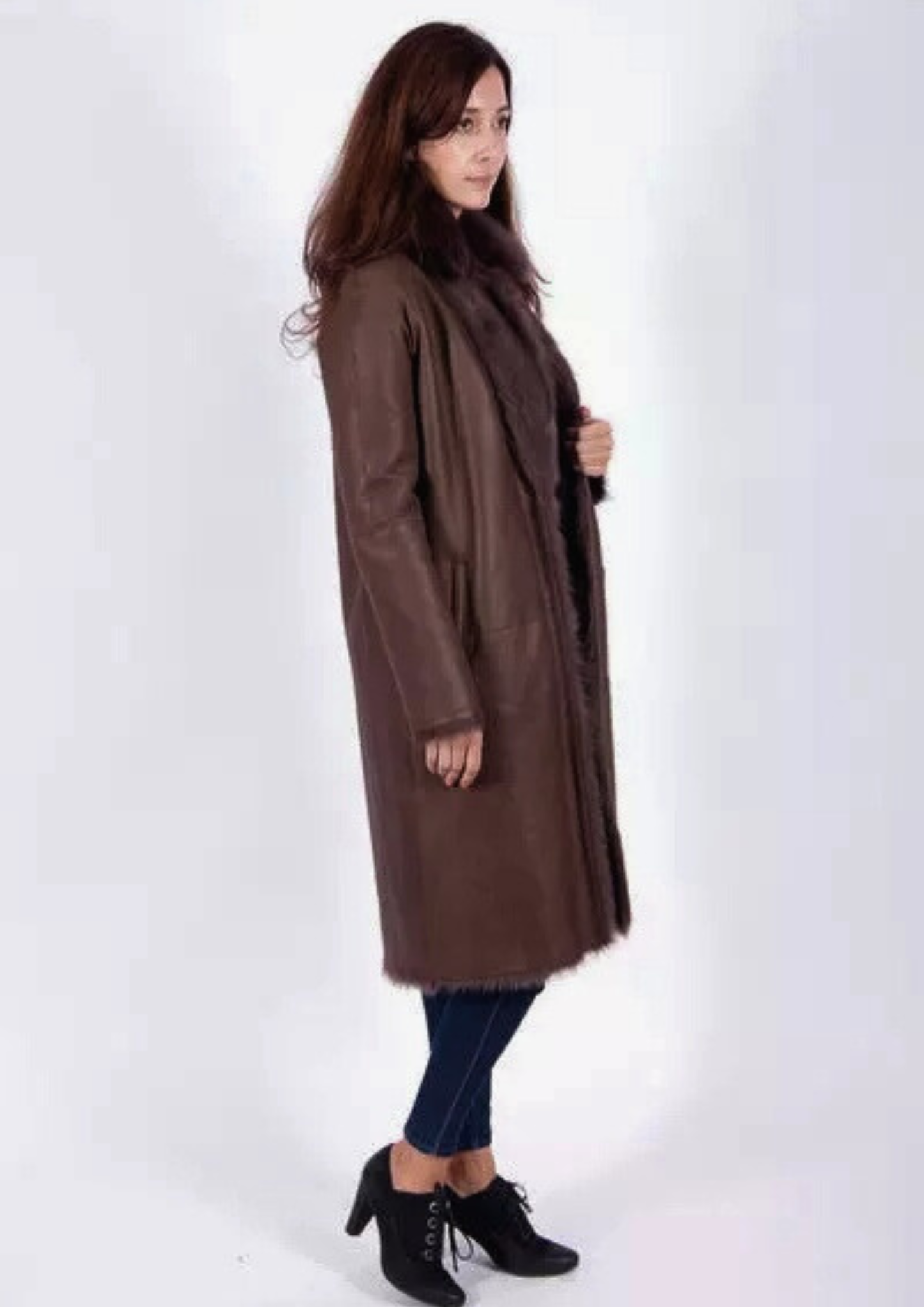 Women’s Brown Shearling Leather Coat