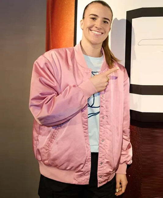 Sabrina Ionescu Pink Varsity Jacket