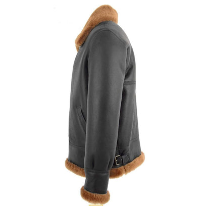 Men's Black Aviator Leather Jacket