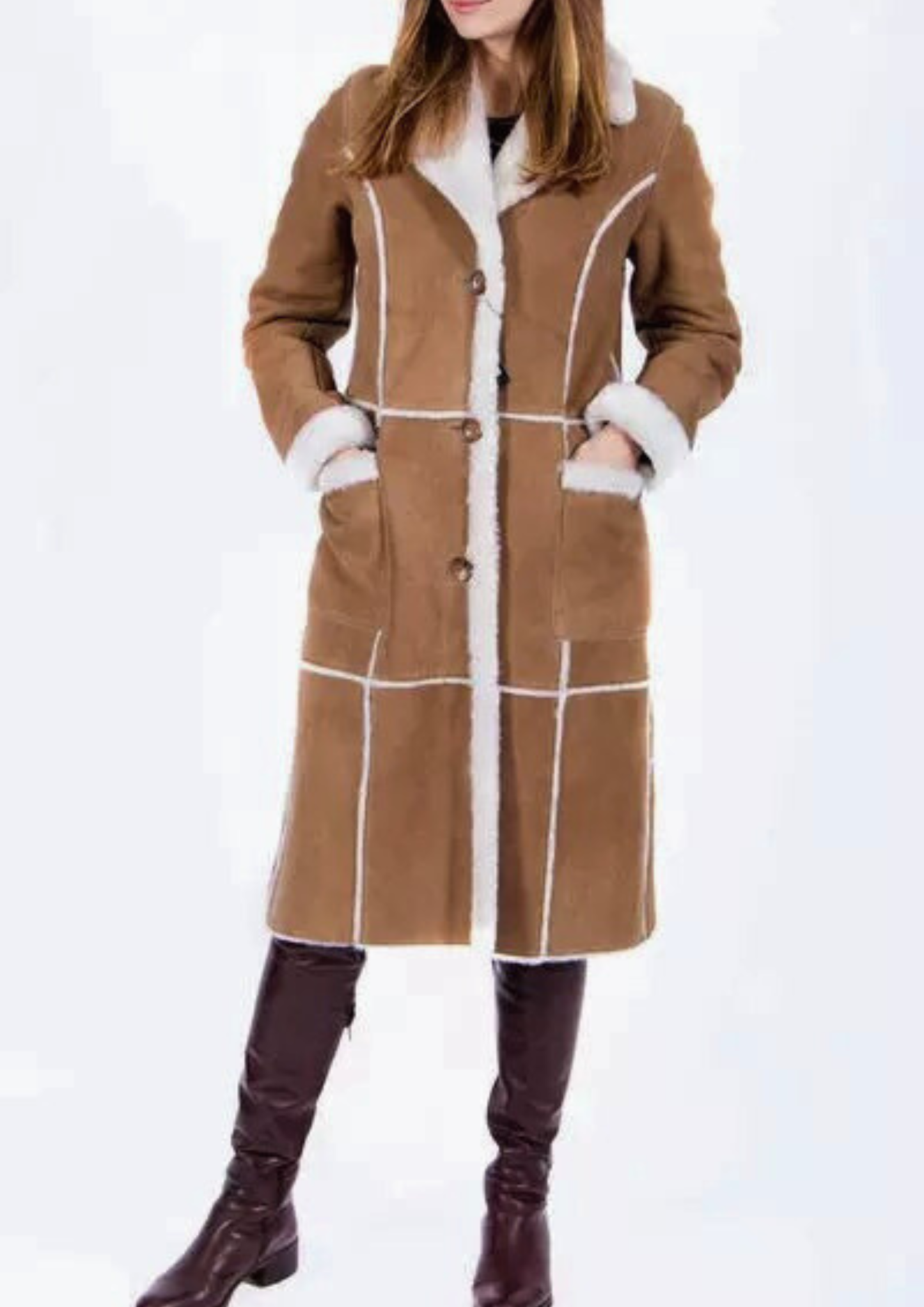 Women Brown Shearling Coat