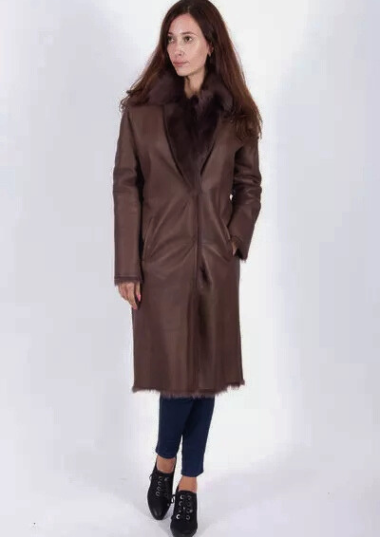 Women’s Brown Shearling Leather Coat