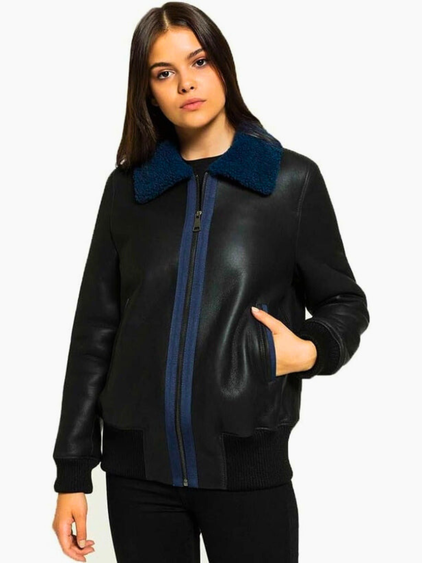 Women’s Black Shearling Jacket – Fur Lined Leather Coat