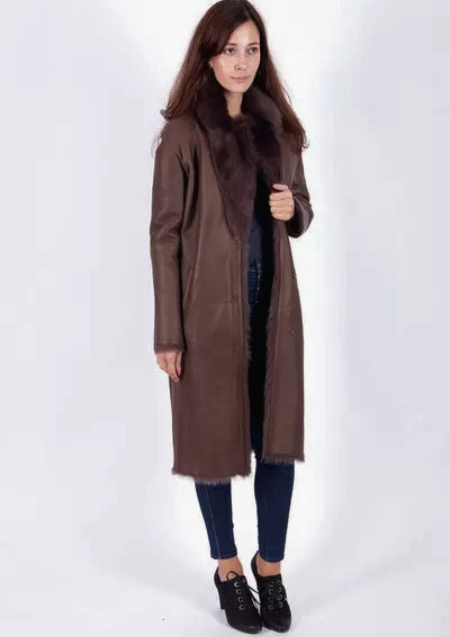 Women’s Brown Shearling Leather Coat