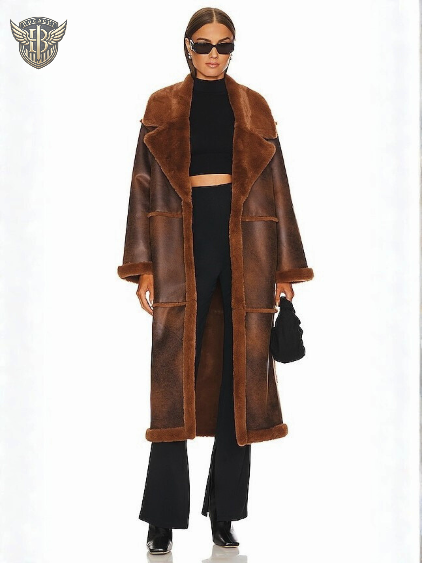 Women’s Brown Shearling Leather Coat