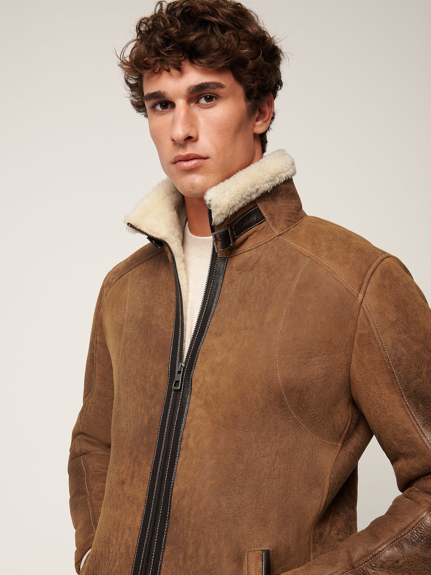 Men Brown Shearling Jacket