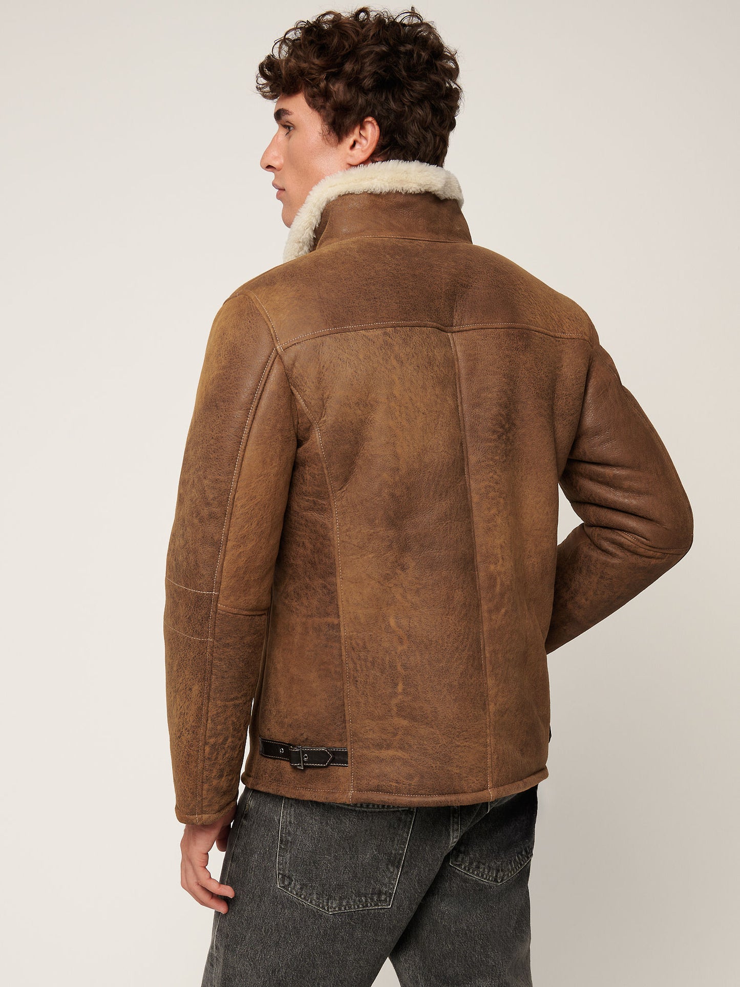 Men Brown Shearling Jacket