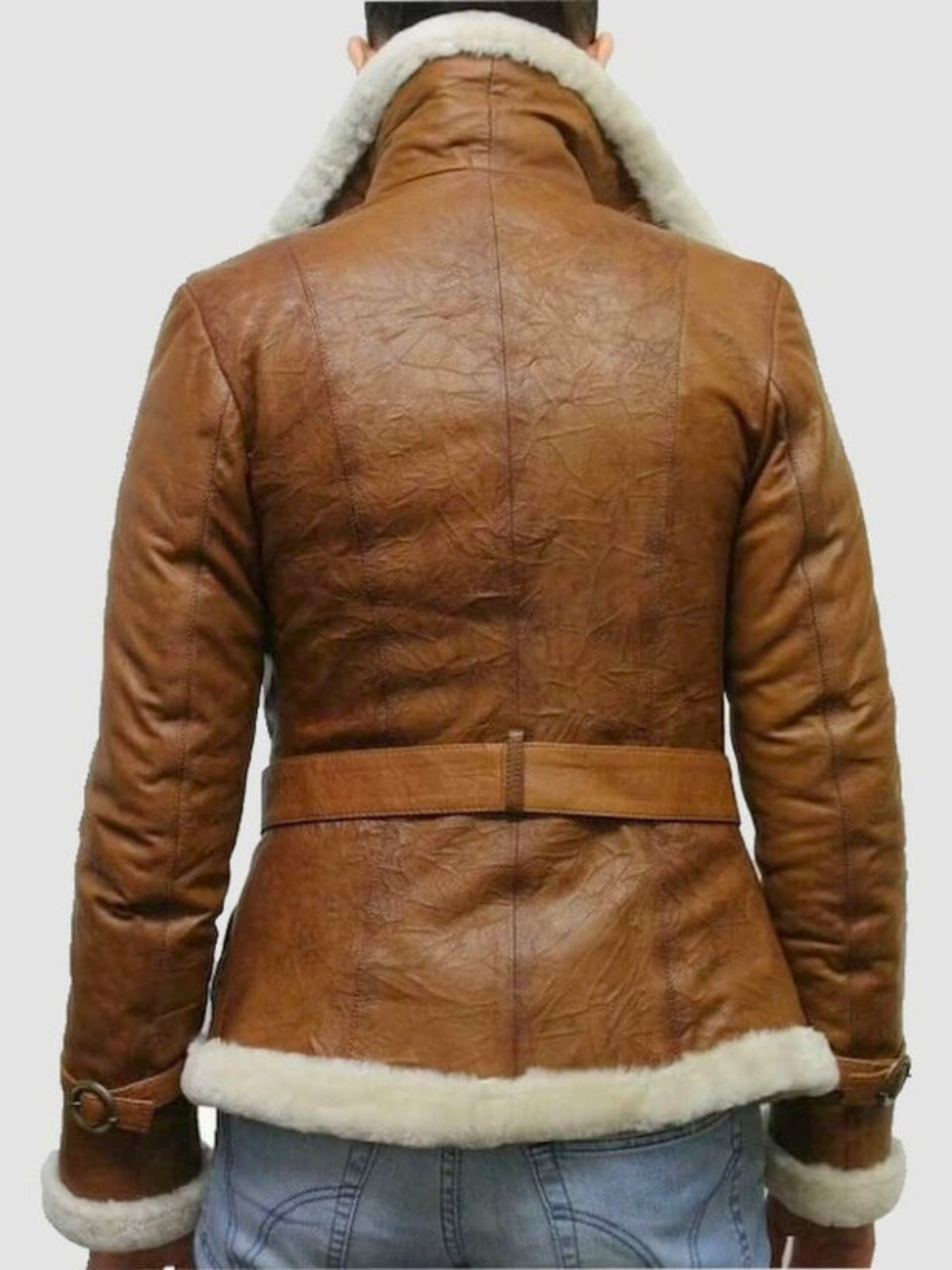 Women Brown Aviator Shearling Jacket