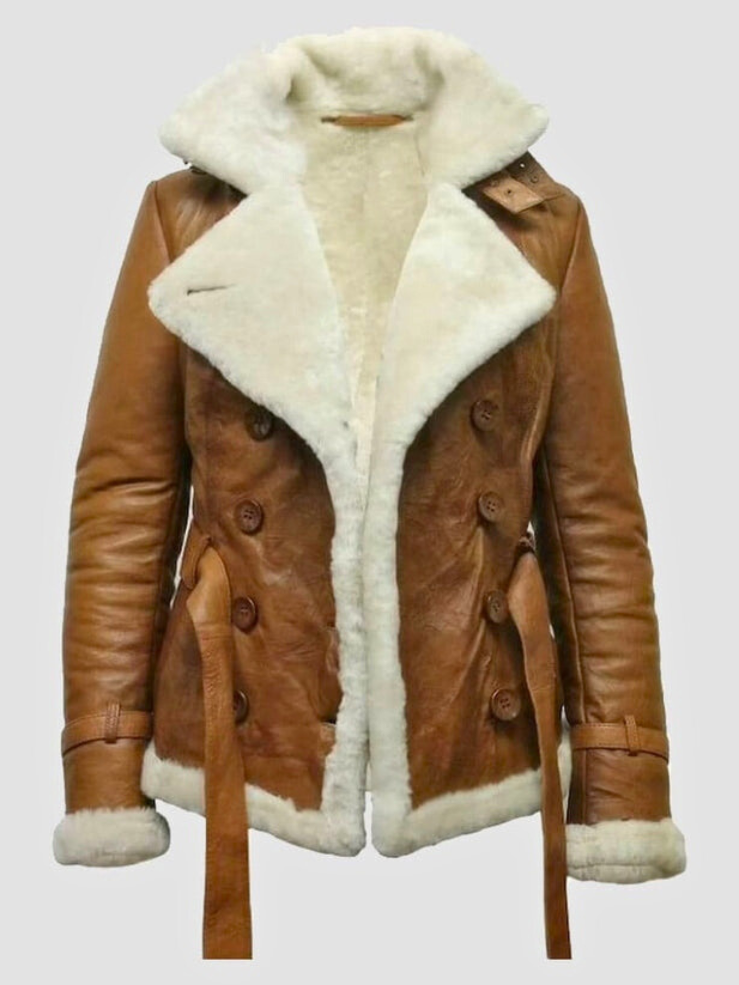 Women Brown Aviator Shearling Jacket