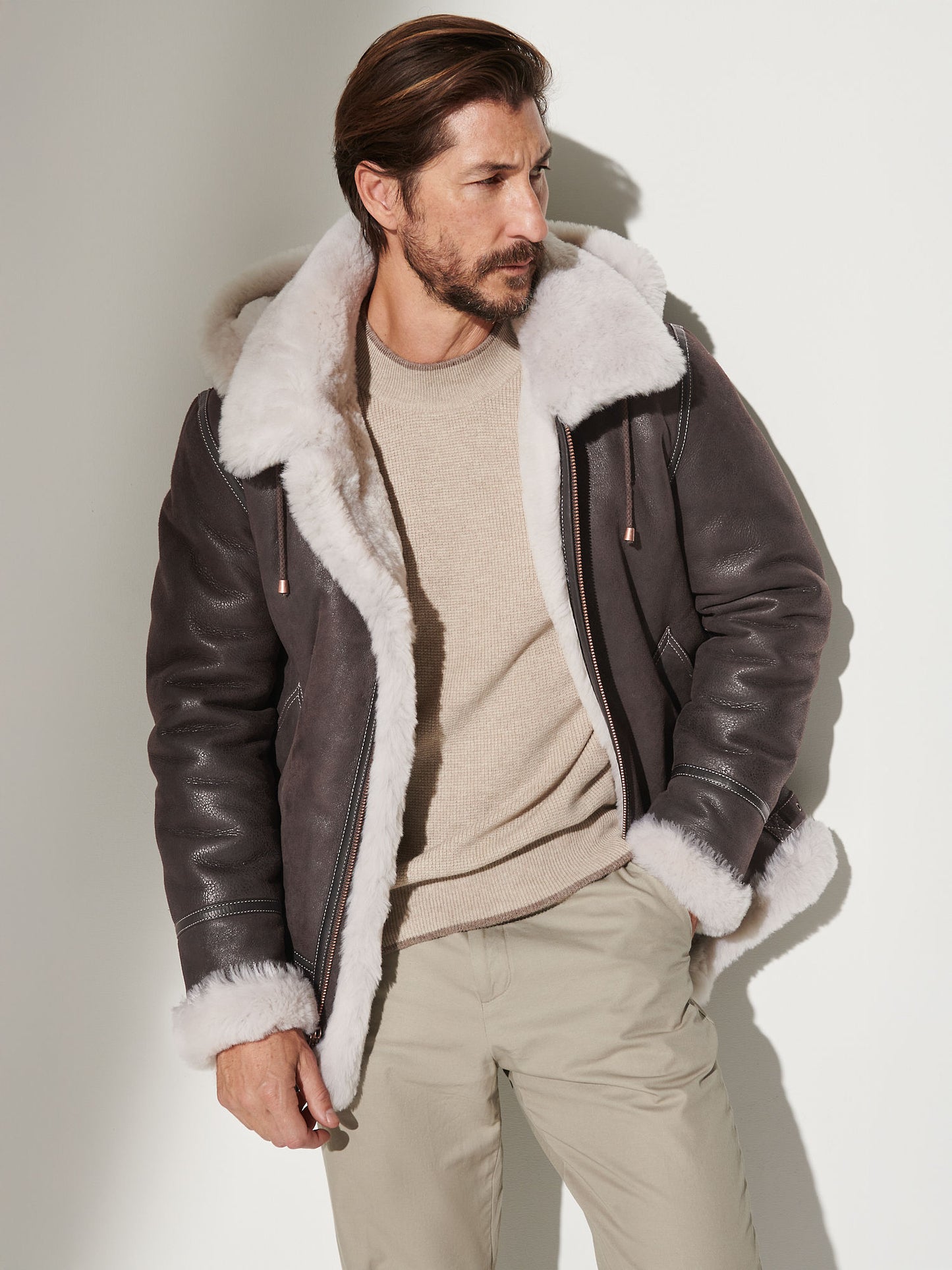 Black Classic Sheepskin Aviator jacket