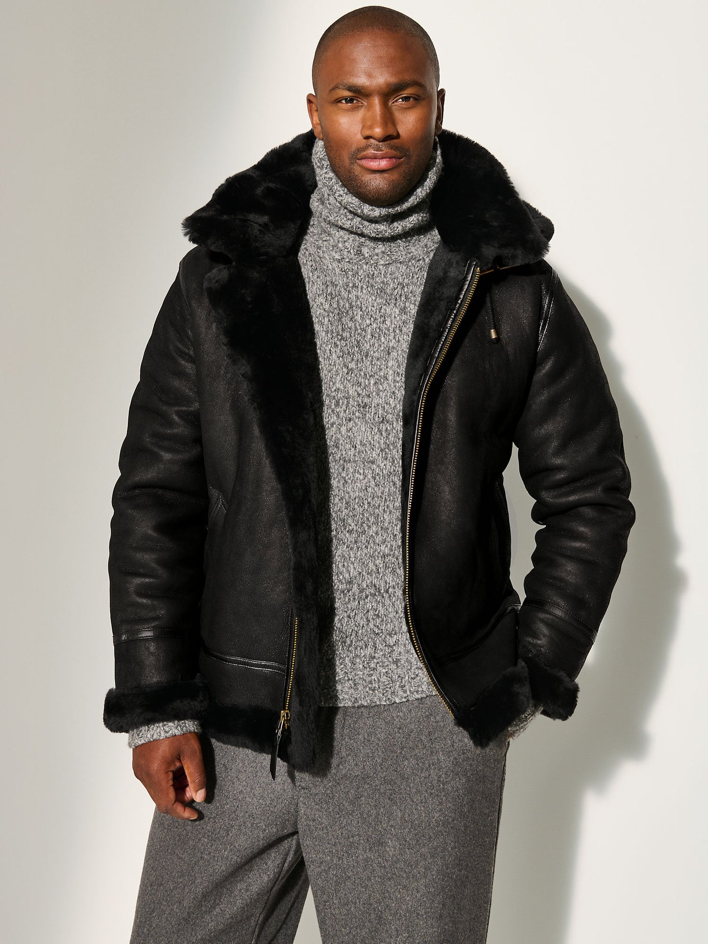 Men Classic B-3 Aviator Hooded Bomber Jacket