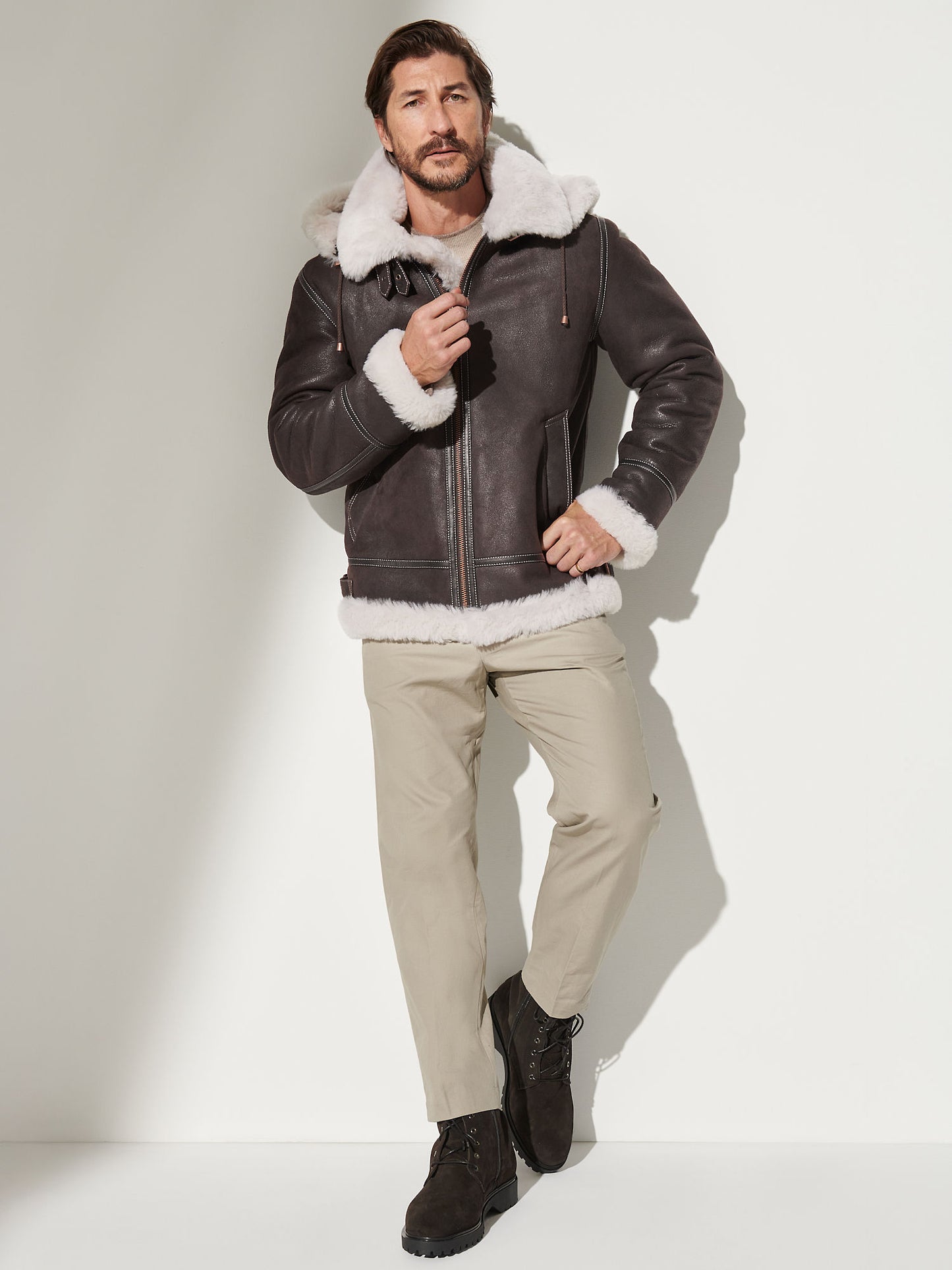 Black Classic Sheepskin Aviator jacket