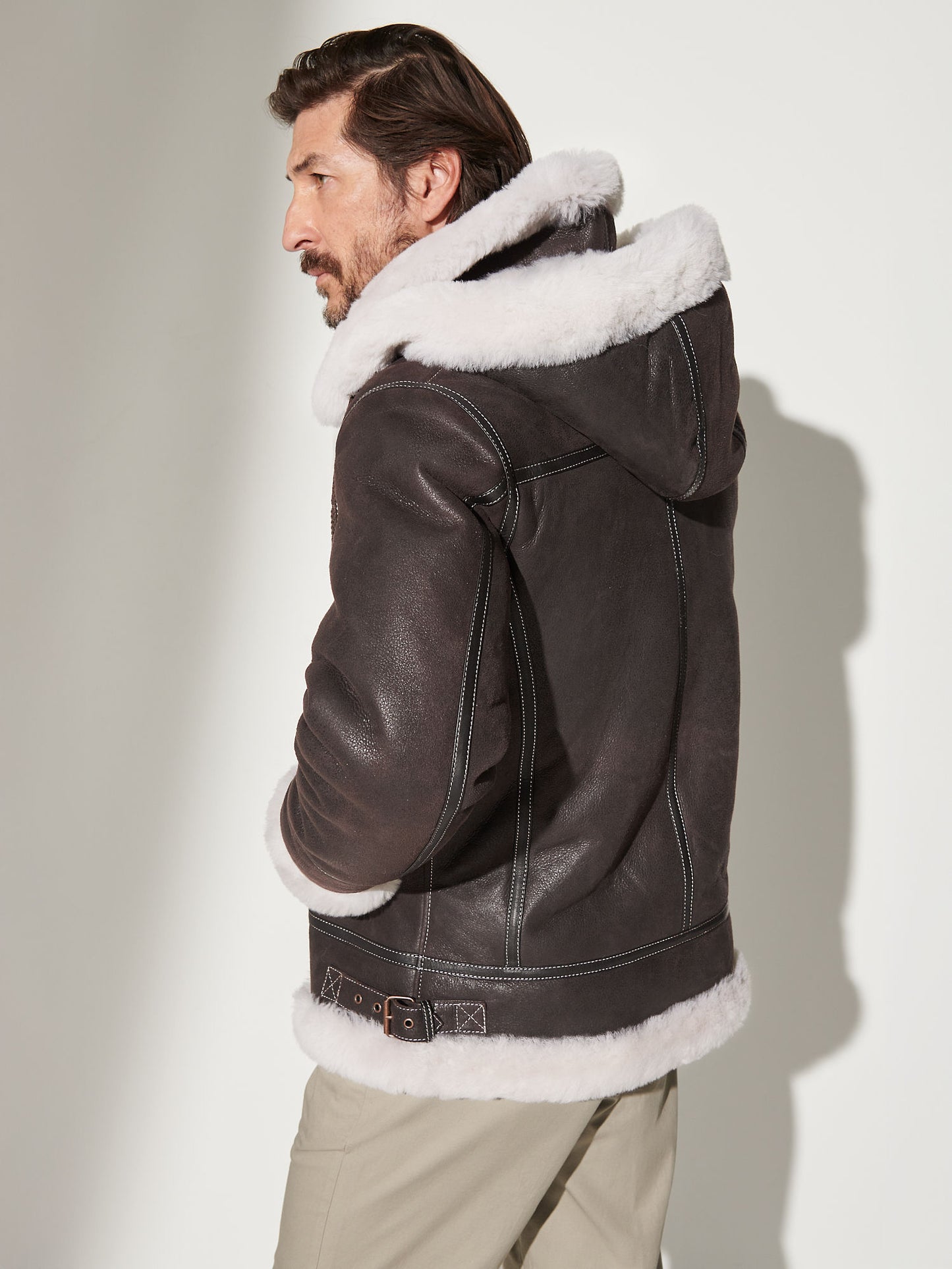 Black Classic Sheepskin Aviator jacket