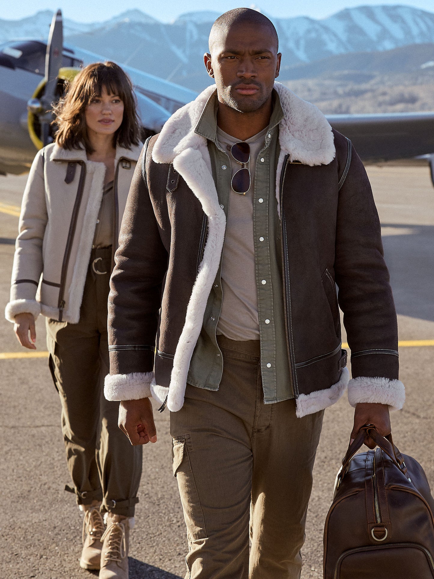 Black Classic Sheepskin Aviator jacket