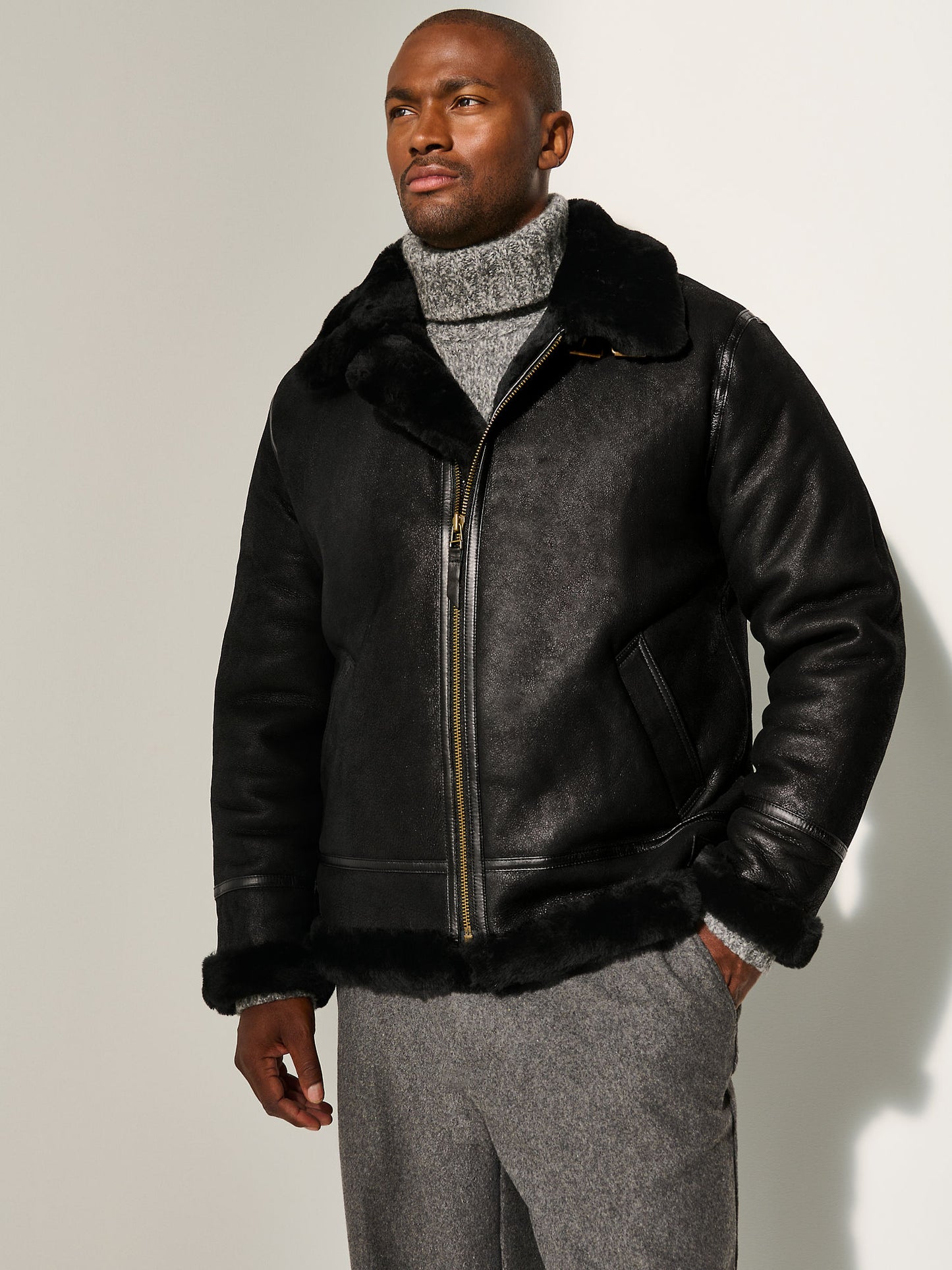 Men Classic B-3 Aviator Hooded Bomber Jacket