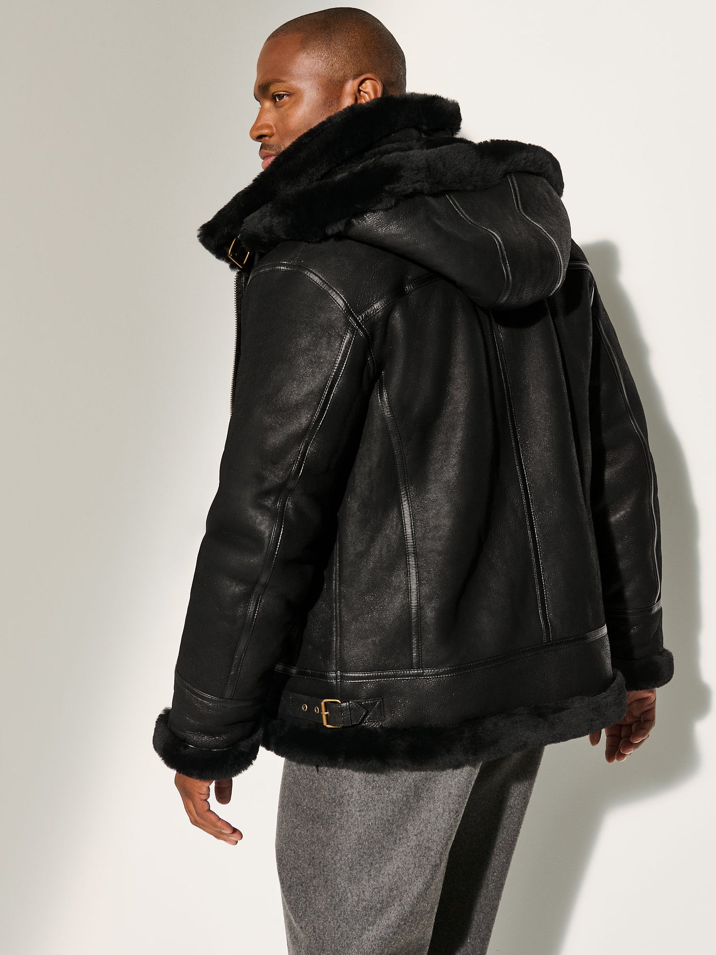 Men Classic B-3 Aviator Hooded Bomber Jacket