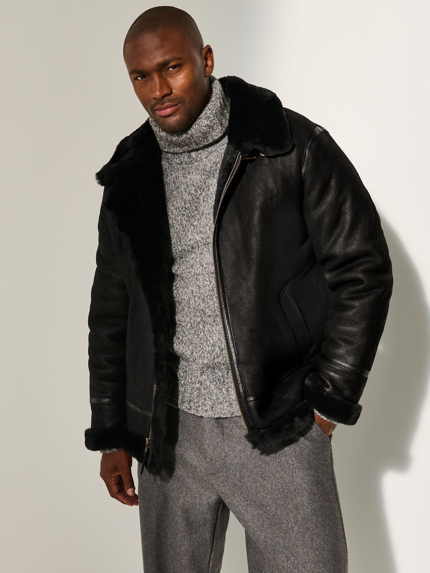 Men Classic B-3 Aviator Hooded Bomber Jacket