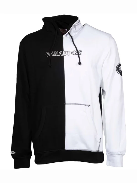 Black & White Retro-Inspired Fleece Pullover Hoodie