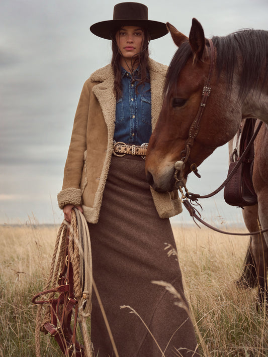 Women Brown Jackie Shearling Coat