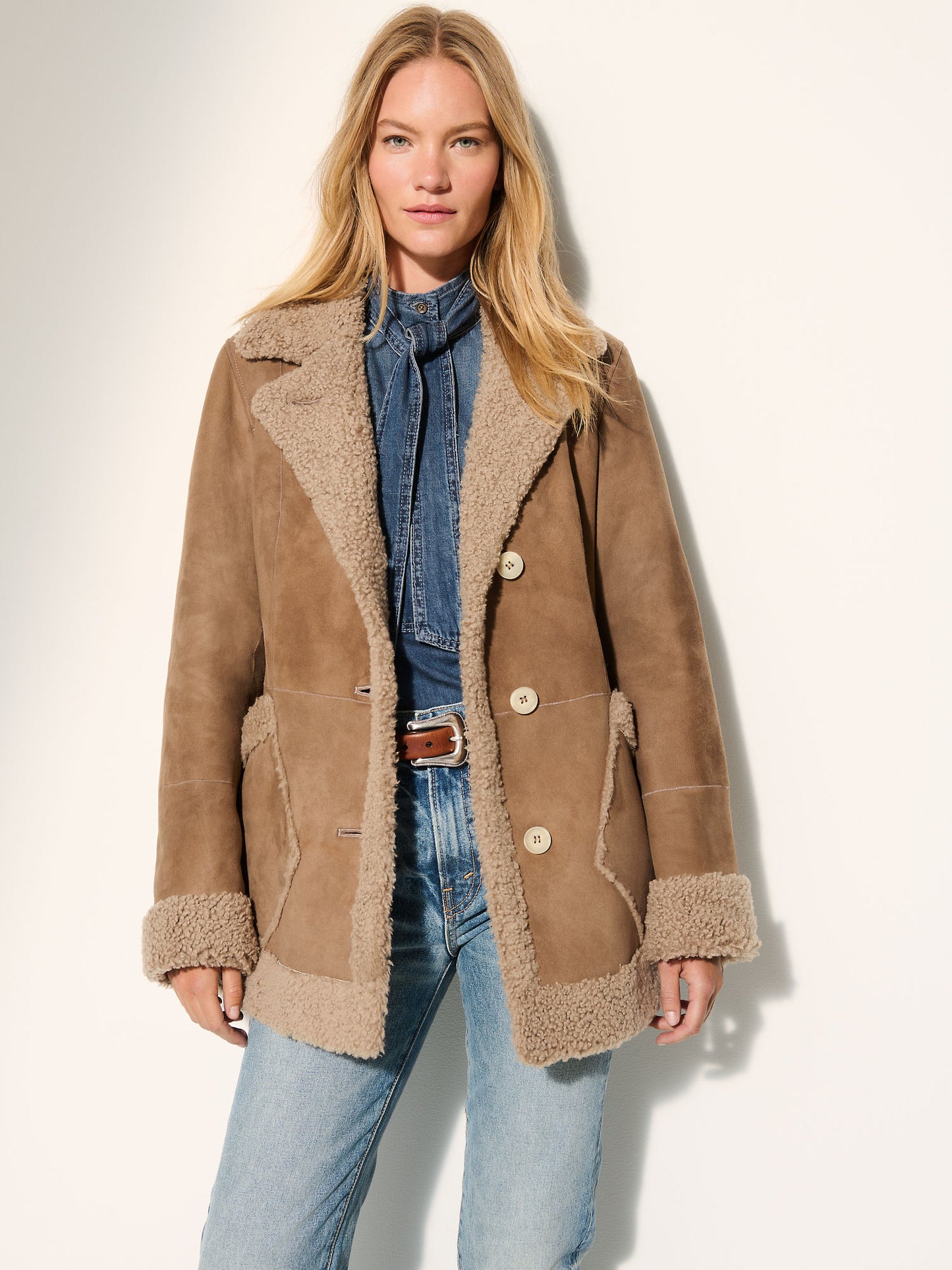 Women Brown Jackie Shearling Coat