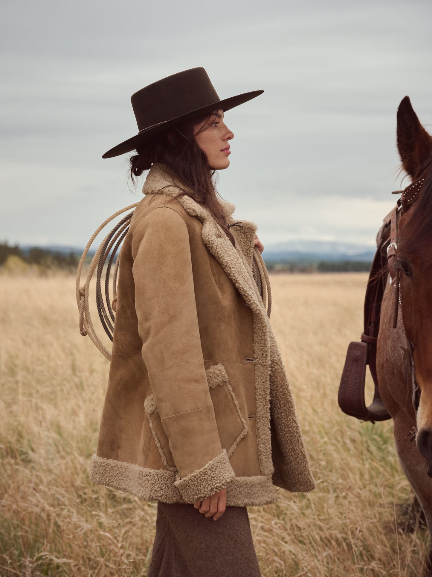Women Brown Jackie Shearling Coat