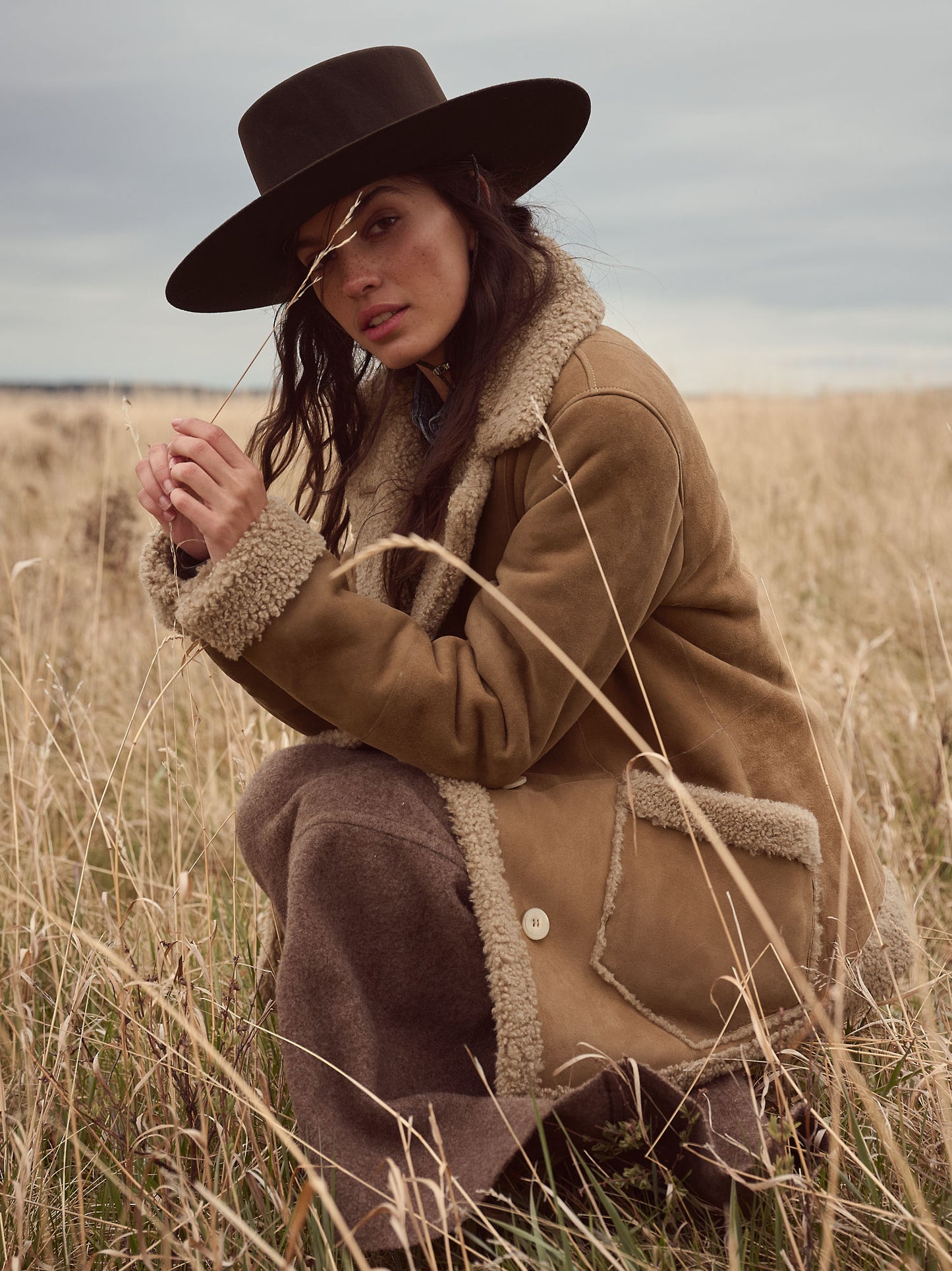 Women Brown Jackie Shearling Coat