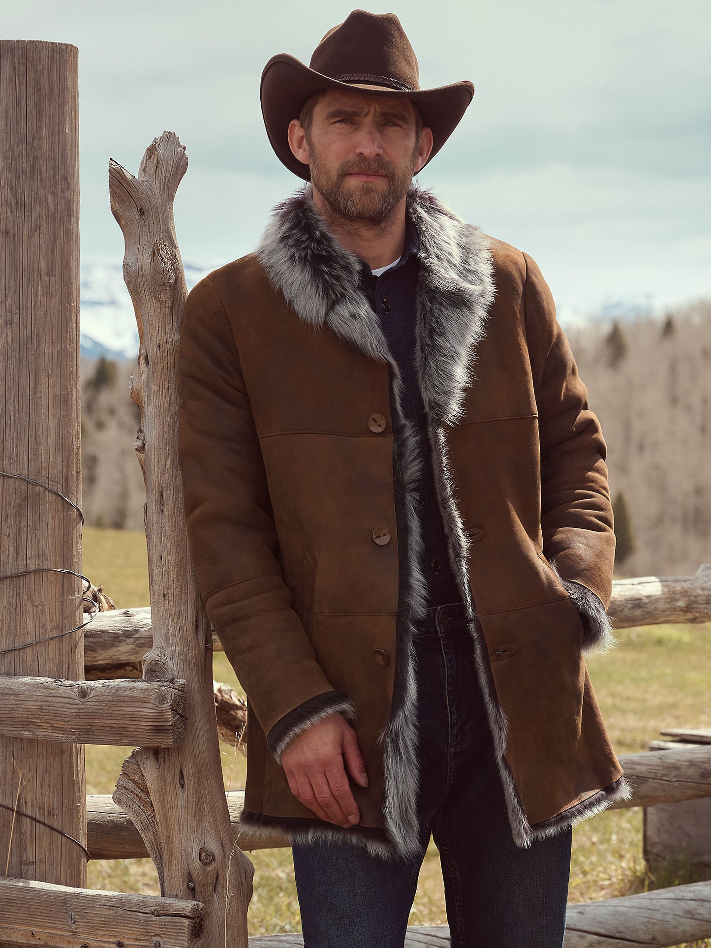 Men Brown Toscana Sheepskin Coat