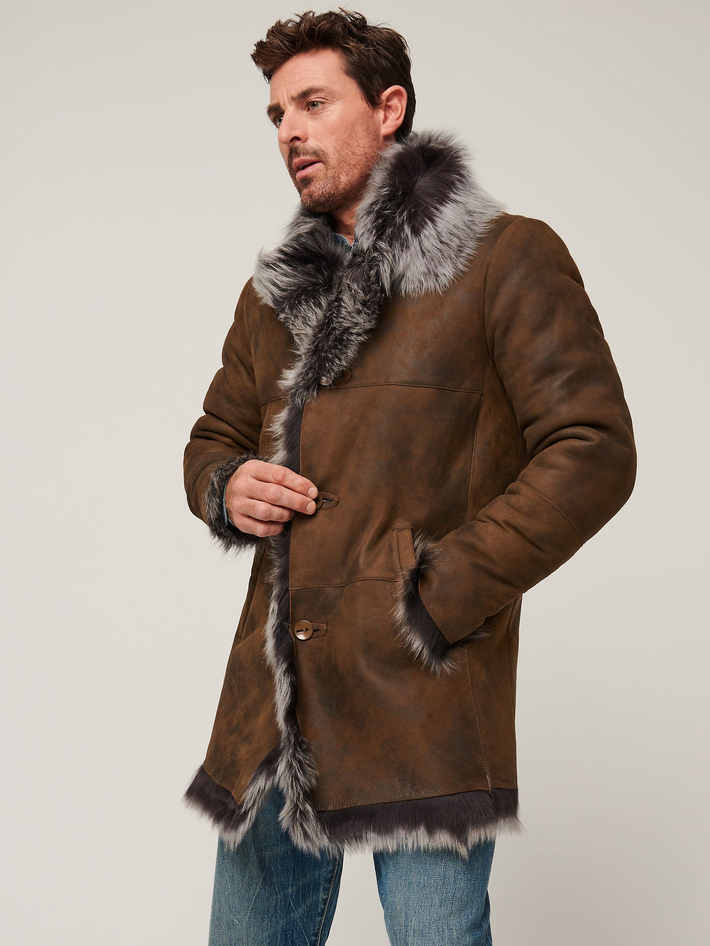 Men Brown Toscana Sheepskin Coat