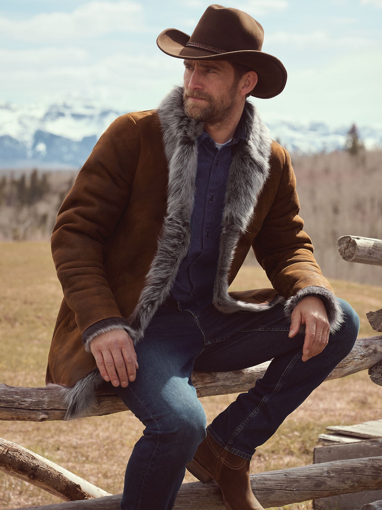 Men Brown Toscana Sheepskin Coat