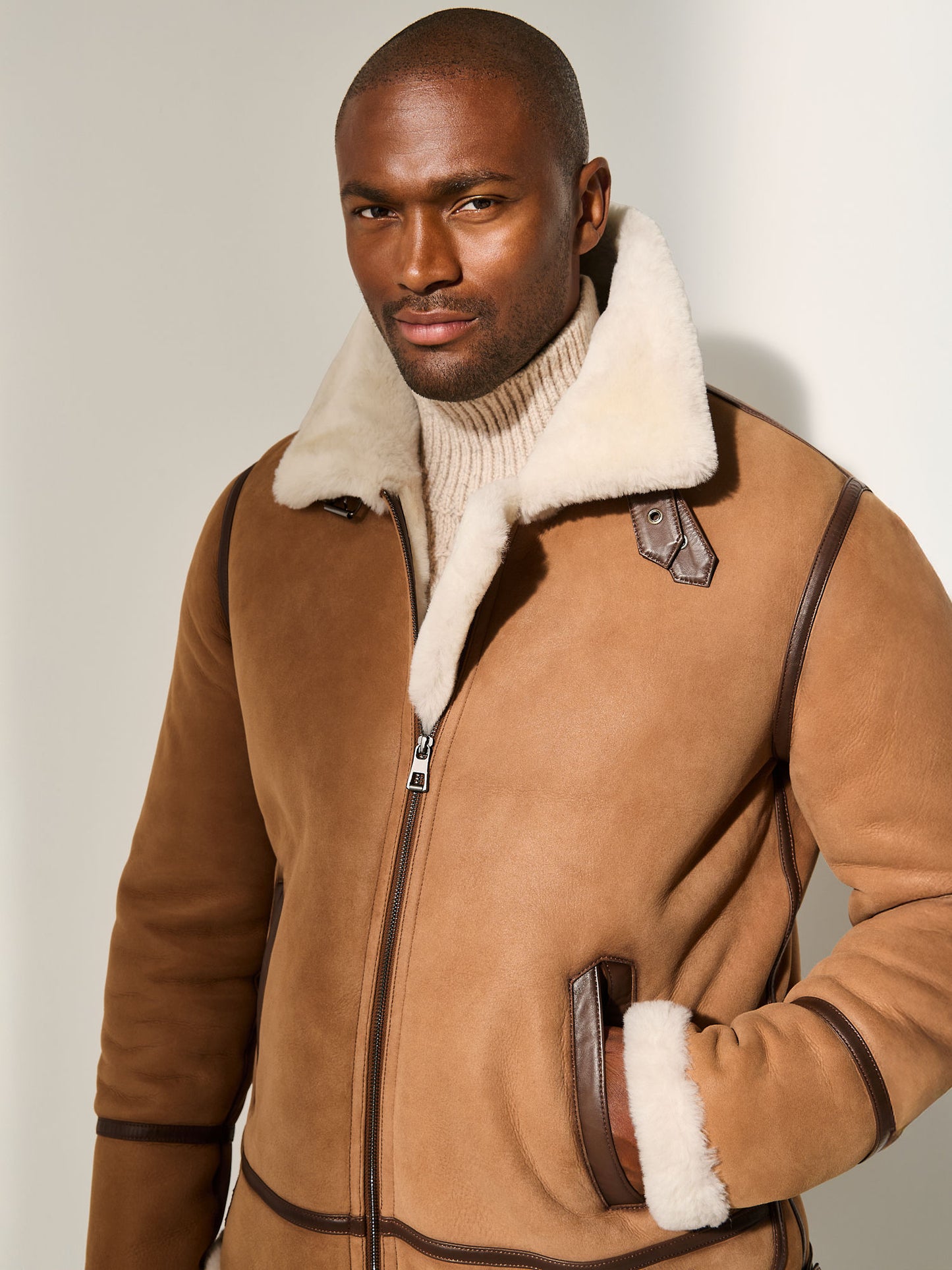 Camel Brown Jason Avioator Leather Coat