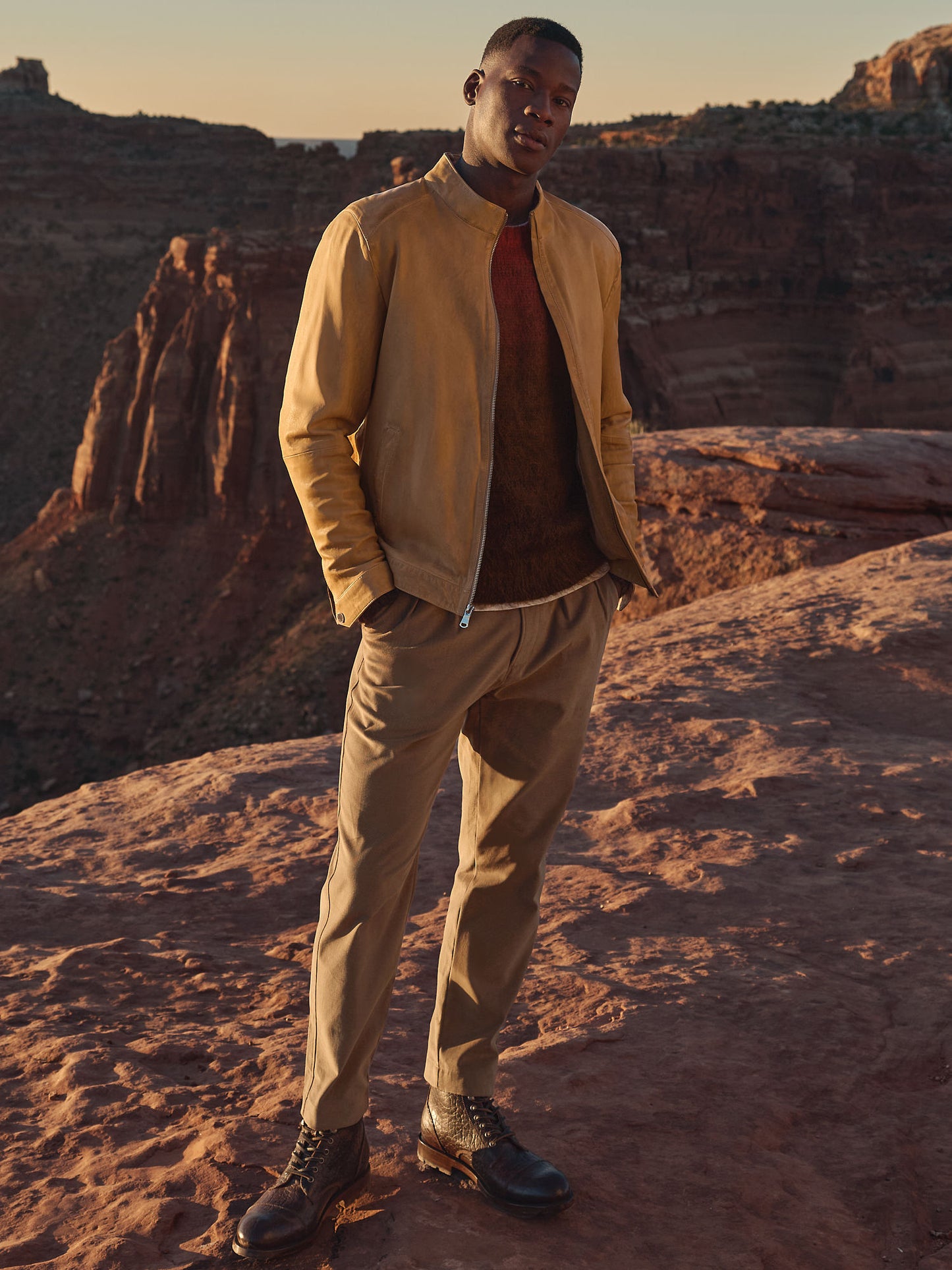 Men Beige Suede Leather Jacket