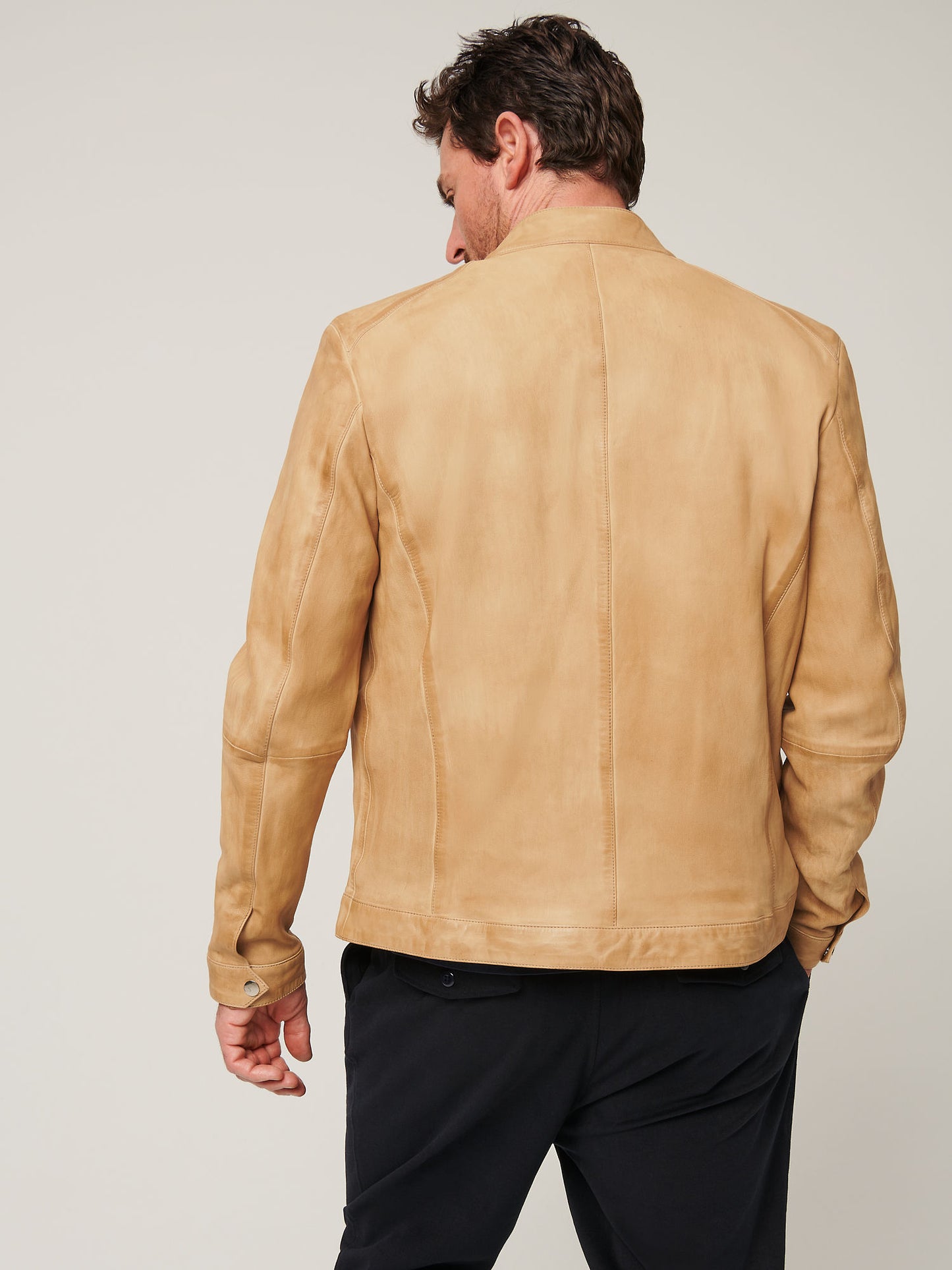 Men Beige Suede Leather Jacket